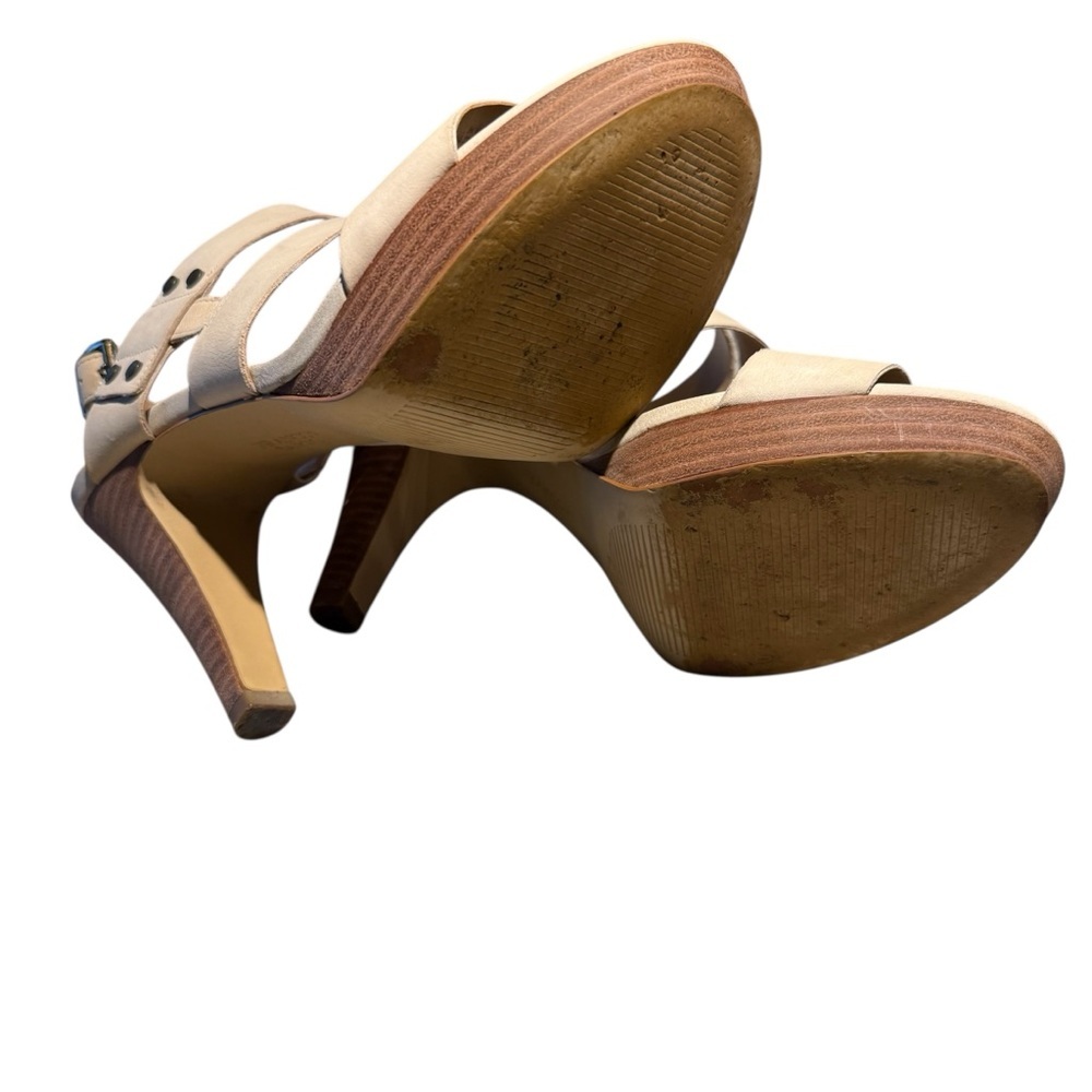Franco Sarto Elegant Cream Nubuck Leather Platform Strappy Heels Size 8.5 - Picture 6 of 7